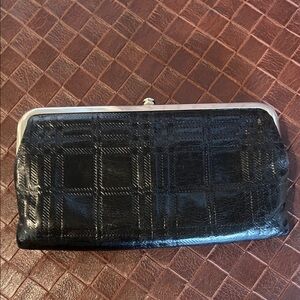 HOBO Black Leather Kiss-Lock Card Wallet